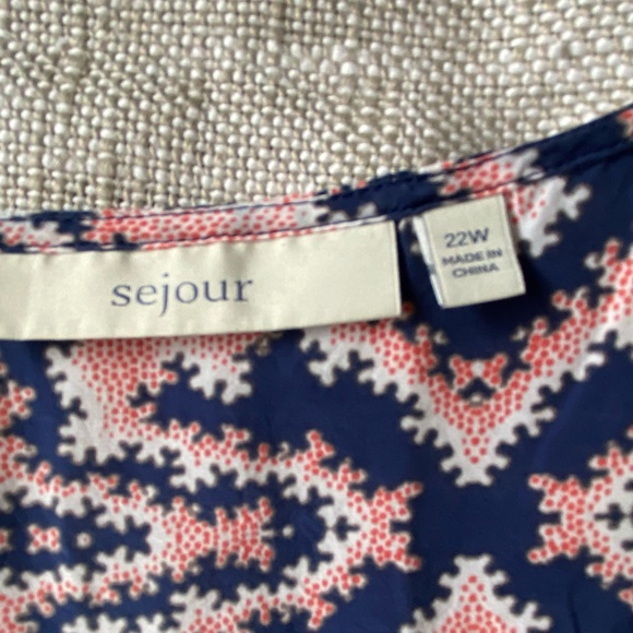 Sejour Silk Blend Beaded Neckline Light Casual Sleeveless Tank Blouse-Sz-22W - Picture 11 of 16